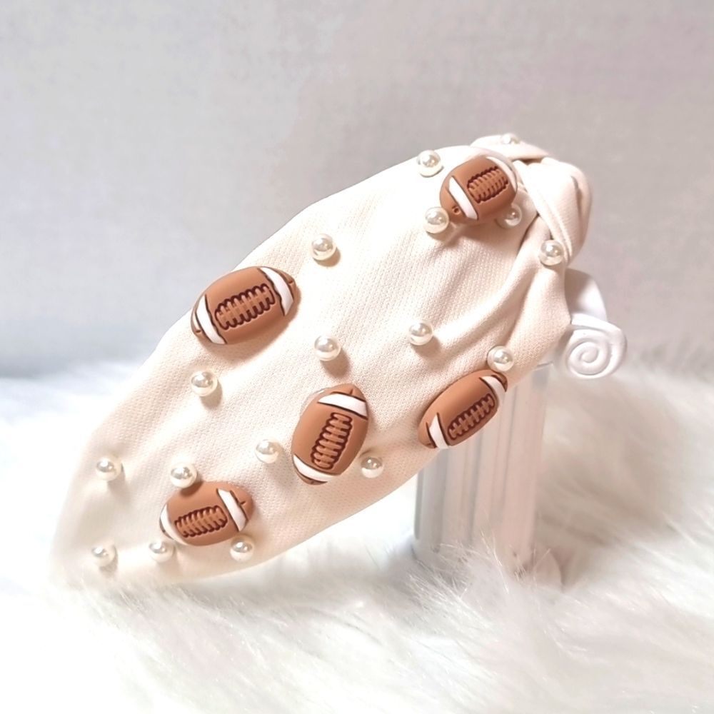 Football Team pearl beige soft headband game day superbowl | New